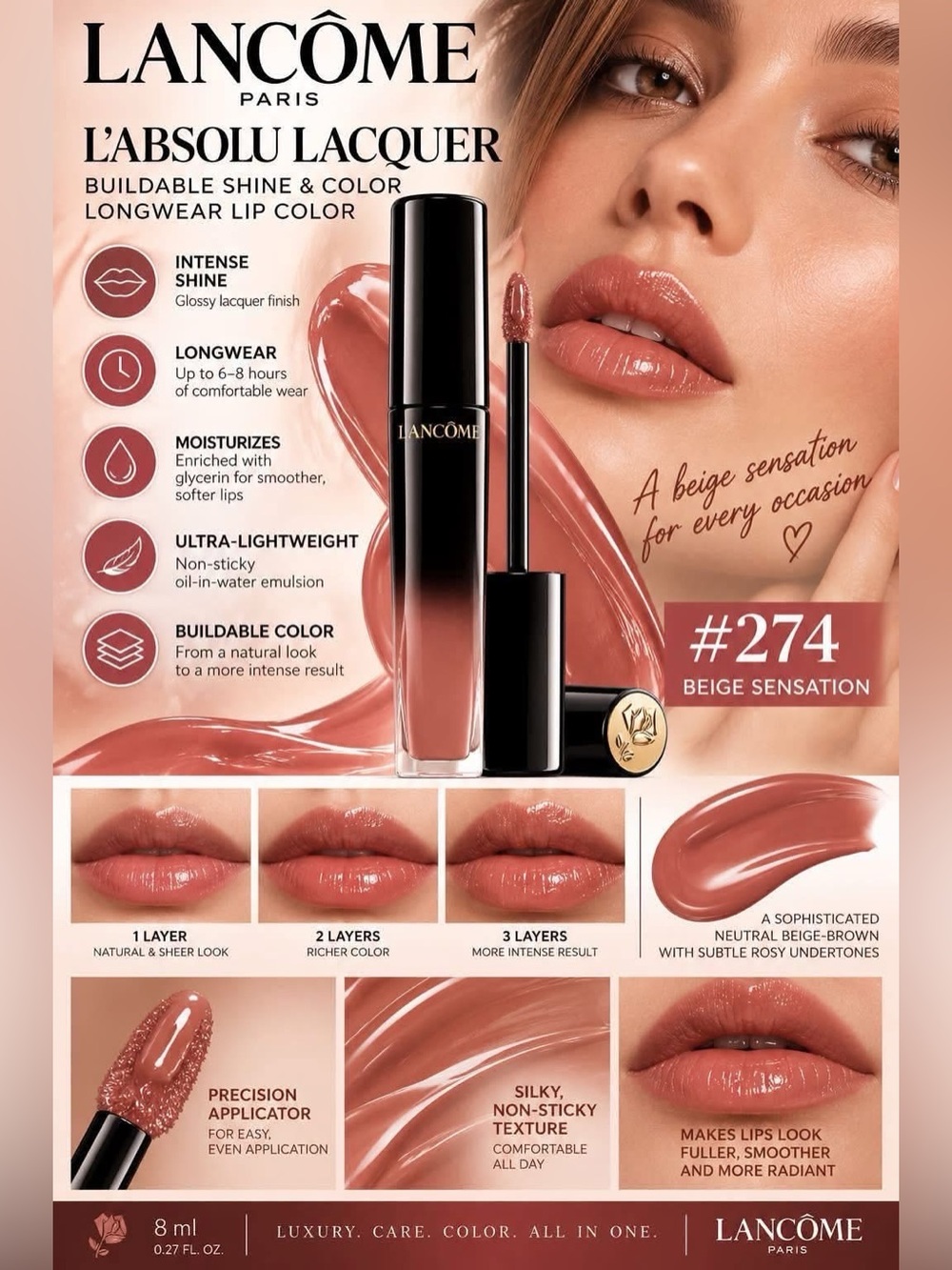 Lancome L’Absolu Lacquer #275 Beige sensation 💄👄